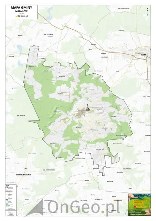 Mapa gminy Malanów